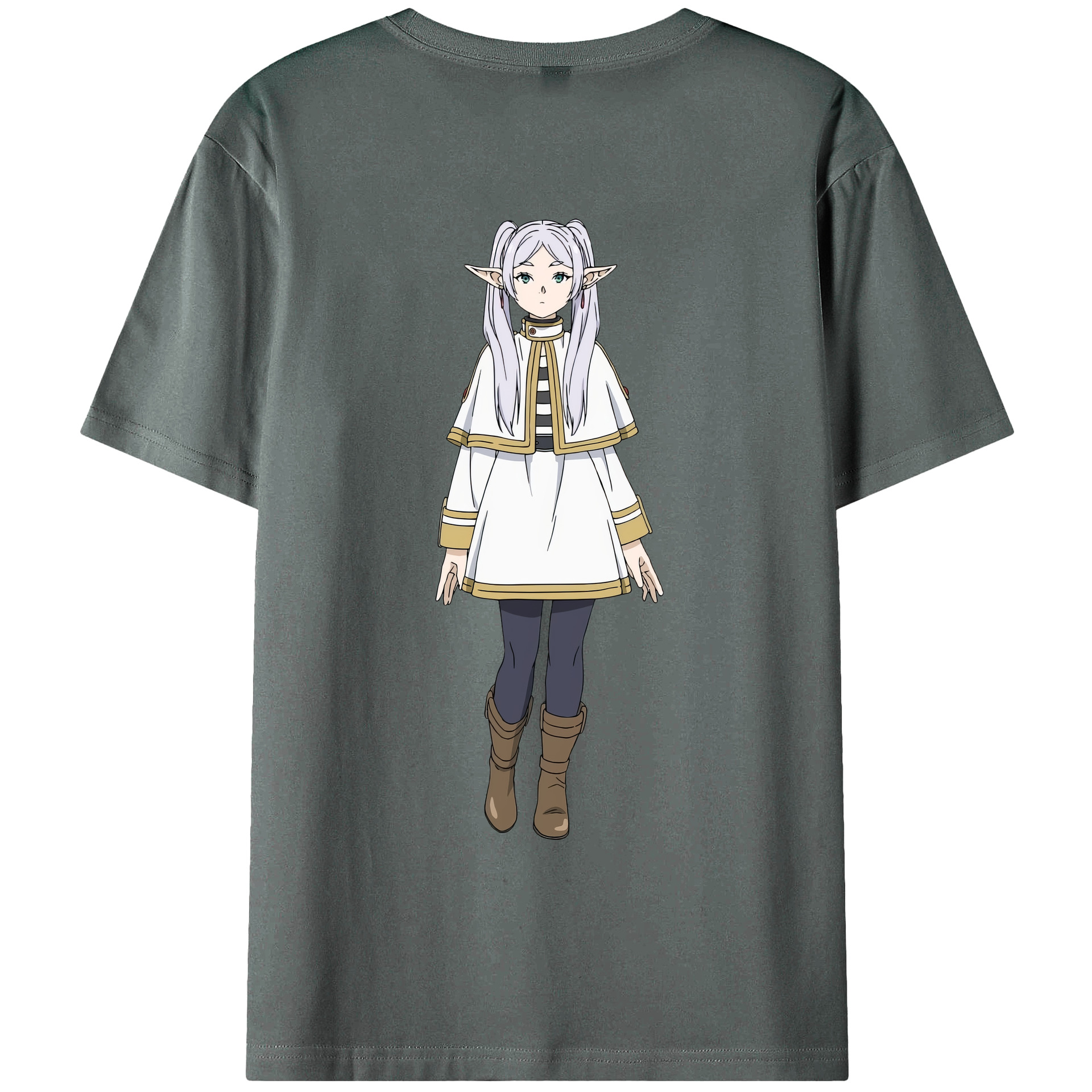 （画像用） 葬送のフリーレン Frieren 綿100％ メンズ半袖Tシャツ（バックプリント） 通気性